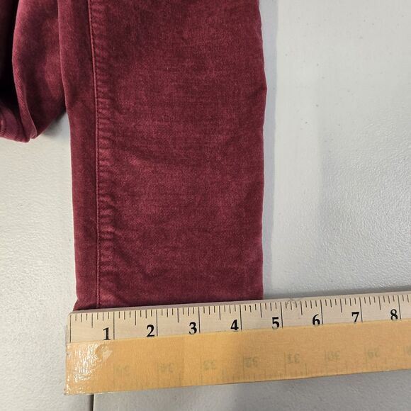 Madewell 10” High Rise Skinny Jeans Womens Red/Burgundy Velvet Size 26 (27 X 27) - Picture 7 of 15